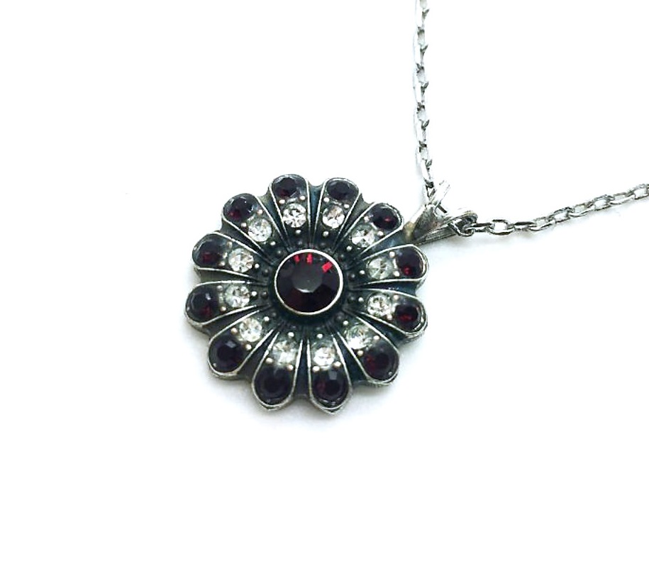 N-5423-4-208001-SP (4) Necklace Pendant By Mariana Woman Flower Siam and Clear Swarovski Crystals - Image 1