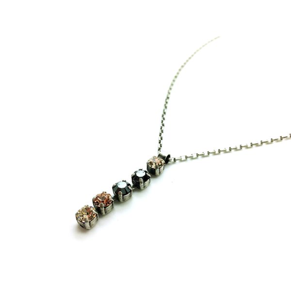 Mariana Necklace Pendant Alluring Multi Tier Jet, Black Diamond & Champagne Austrian Crystals Luxury Nirvana Coll.