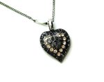 Mariana Necklace Pendant Shimmering Heart Shape Beaded Black Diamond & Champagne Crystal Swarovski Luxury Nirvana Coll.