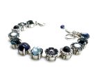 Bracelet By Mariana Songbook Coll. Flower Shape Blue Mineral and Opal, Aurora Boreale Swarovski Crystals - Image 3