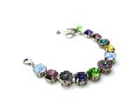 Bracelet By Mariana Flower Power Coll. Beautiful Blue Rose and Sea Green Swarovski Crystals - Image 2
