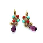 Mariana Earrings Charming Butterfly Beaded Turquoise, Coral & Amethyst Crystal Swarovski My Treasures Coll. - Image 2