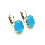 Earrings By Mariana Woman Gorgeous Round Aqua Matt Swarovski Crystals - Image 3