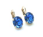Earrings By Mariana Woman Adorable Oval Shape Sapphire Swarovski Crystals - Image 3