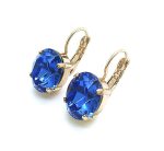 Earrings By Mariana Woman Adorable Oval Shape Sapphire Swarovski Crystals