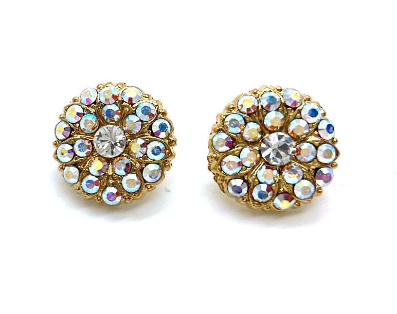 E-1029-001AB-RG2 (2) Mariana Earrings Sparkling Round Beaded Clear & AB Austrian Crystals My Treasures Coll. - Image 1