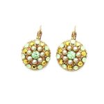 Mariana Earrings Timeless Round Floral Beaded Pale Green, Pearl. Dorado & Chrysolite Opal Crystal Swarovski Iris East Meets West Coll. - Image 2