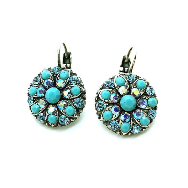 Earrings By Mariana Woman Glittering Turquoise and Aquamarine Swarovski Crystals