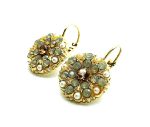Earrings By Mariana Woman Timeless Round Floral Beaded Pearl and Opal Swarovski Crystals