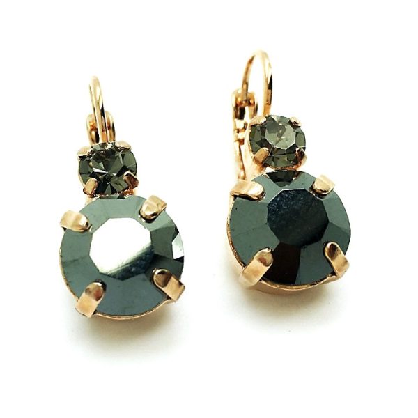 Mariana Earrings Gorgeous Round Black Diamond & Hematite Swarovski Crystals My Treasures Coll.