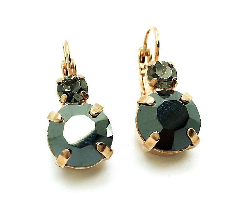 E-1037-215107-RG6 (2) Mariana Earrings Gorgeous Round Black Diamond & Hematite Swarovski Crystals My Treasures Coll. - Image 1