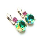 Mariana Earrings Perfect Round Shape Chrysolite & Rose Swarovski Crystals My Treasures Coll. - Image 2