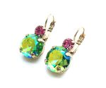 Mariana Earrings Perfect Round Shape Chrysolite & Rose Swarovski Crystals My Treasures Coll.