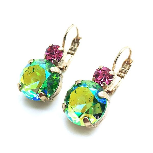 Mariana Earrings Perfect Round Shape Chrysolite & Rose Swarovski Crystals My Treasures Coll.