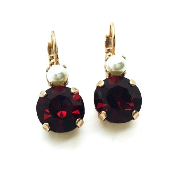 Earrings By Mariana Woman Timeless Pearl Mineral and Siam Swarovski Crystals