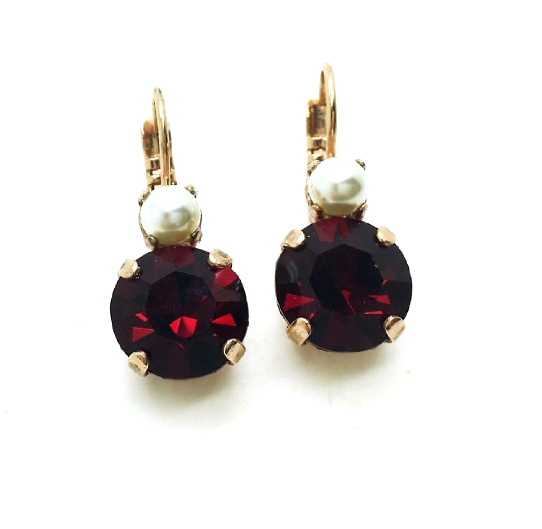 E-1037-M48208-RG6 (1) Earrings By Mariana Woman Timeless Pearl Mineral and Siam Swarovski Crystals - Image 1