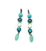 Earrings By Mariana Woman Drop Blue Quartz and Opal Swarovski Crystals - Image 2