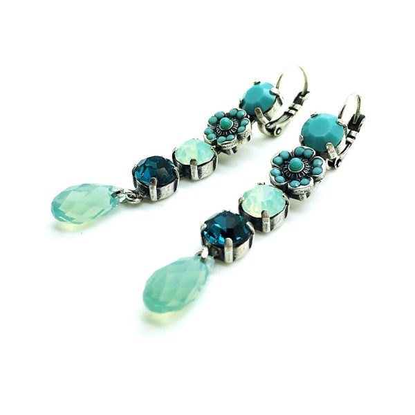 Earrings By Mariana Woman Drop Blue Quartz and Opal Swarovski Crystals