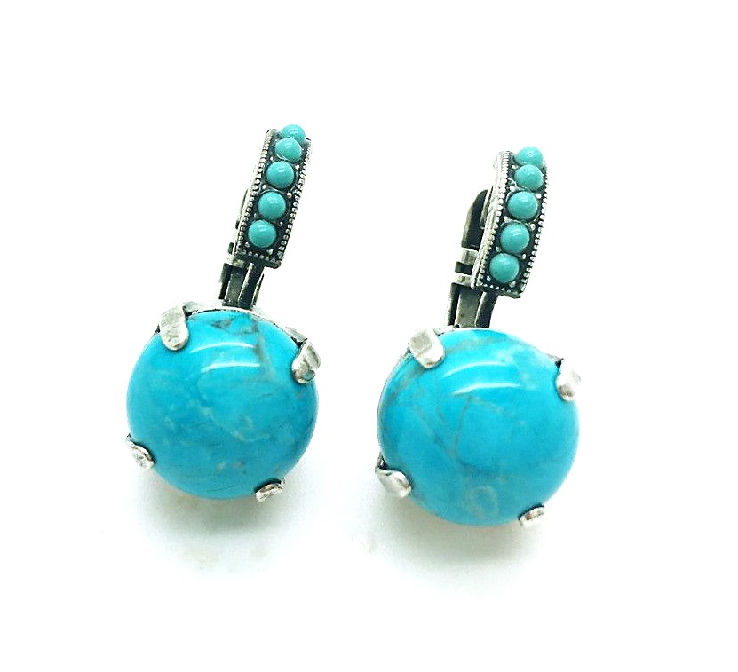 E-1056-M65-SP6 (2) Mariana Earrings Simply Elegant Blue Quartz Mineral My Treasures Coll. - Image 1