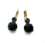 Mariana Earrings Elegant Round Faceted Onyx Mineral & Black Diamond Austrian Crystal My Treasures Coll. - Image 2