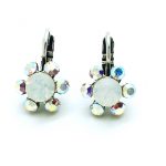Mariana Earrings Dainty Flower Shape White Opal & AB Swarovski Crystals On A Clear Day Africa Coll.