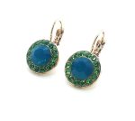 Earrings By Mariana Woman Beautiful Green and Blue Opal Swarovski Crystals -RG - Image 2