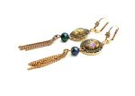 Mariana Earrings Ornate Tassel Oval Beaded Peridot AB & Different Topaz Shades Vintage Lace Dancing the Night Away Coll.