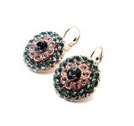 Earrings By Mariana Woman Floral Silver Night and Pink Swarovski Crystals