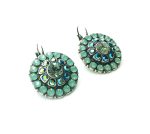 Earrings By Mariana Woman Beautiful Round Floral Opal and Sapphire Swarovski Crystals - Image 2