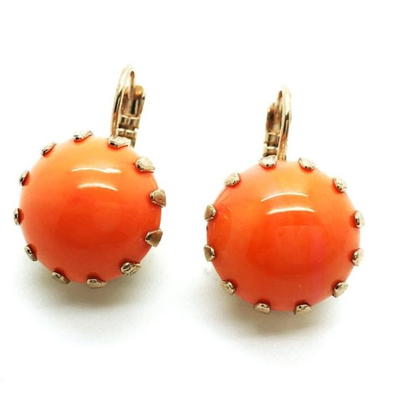 Mariana Earrings Timeless Round Coral Swarovski Crystal St. Barths Caribbean Life Coll.