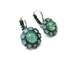 Earrings By Mariana Woman Flower Blue Opal and Chrysolite Opal Swarovski Crystals - Image 3