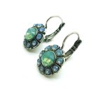 Earrings By Mariana Woman Flower Blue Opal and Chrysolite Opal Swarovski Crystals - Image 2