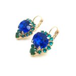 Mariana Earrings Exude Elegance Sapphire, Blue Zircon & Emerald Austrian Crystals Julia Icons Coll. - Image 2