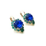 Mariana Earrings Exude Elegance Sapphire, Blue Zircon & Emerald Austrian Crystals Julia Icons Coll. - Image 3