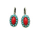 Earrings By Mariana Woman Classy Flower Turquoise and Bright Red Swarovski Crystals - Image 2
