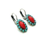 Earrings By Mariana Woman Classy Flower Turquoise and Bright Red Swarovski Crystals - Image 3