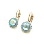 Mariana Earrings Glitzy Flower Shape Air Blue Opal & AB Austrian Crystal Perwinkle Songbook Coll.