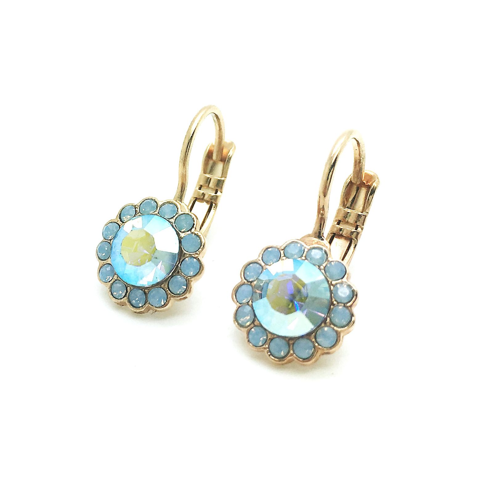 E-1133-1343-RG (3) Mariana Earrings Glitzy Flower Shape Air Blue Opal & AB Austrian Crystal Perwinkle Songbook Coll. - Image 1