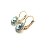 Mariana Earrings Glitzy Flower Shape Air Blue Opal & AB Austrian Crystal Perwinkle Songbook Coll. - Image 2