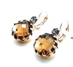 Earrings By Mariana My Treasures Coll. Elegant Round Faceted Smoked Topaz & Nightfall Austrian Crystals - Image 2