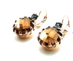 Earrings By Mariana My Treasures Coll. Elegant Round Faceted Smoked Topaz & Nightfall Austrian Crystals