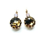 Mariana Earrings Lovely Round Faceted Smoked Topaz & Rose Opal Swarovski Crystals My Treasures Coll.