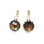 Mariana Earrings Lovely Round Faceted Smoked Topaz & Rose Opal Swarovski Crystals My Treasures Coll. - Image 3