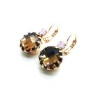 Mariana Earrings Lovely Round Faceted Smoked Topaz & Rose Opal Swarovski Crystals My Treasures Coll. - Image 2