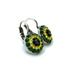 Earrings By Mariana Woman Glitzy Apple Green and Yellow Swarovski Crystals - Image 2