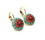 Earrings By Mariana Woman Beautiful Beaded Turquoise and Amethyst Swarovski Crystals - Image 3