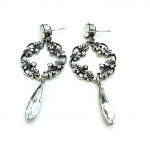 Mariana Earrings Finely Vine Leaves with White Opal & Clear Swarovski Crystals On A Clear Day Africa Coll.