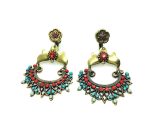 Mariana Earrings Irresistible Chandelier Turquoise, Chrysolite Opal, Siam & Bright Red Swarovski Crystals Moondrops Gypsy Soul Coll. - Image 2