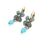 Earrings By Mariana Woman Gorgeous Flower Pale Blue and Aqua Swarovski Crystals - Image 3