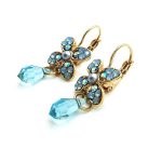 Earrings By Mariana Woman Gorgeous Flower Pale Blue and Aqua Swarovski Crystals